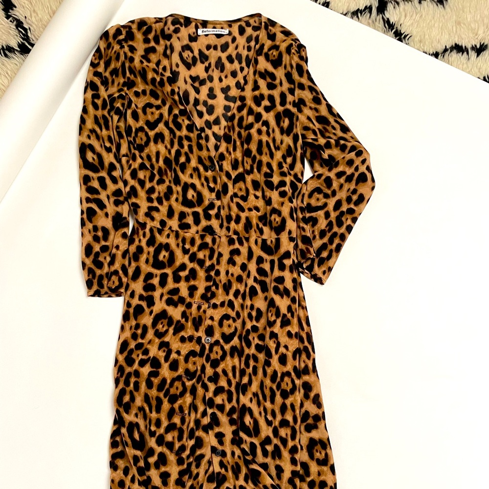 Leopard Reformation Dress (long sleeves, midi length)